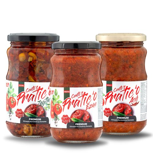 Güneşte Kurutulmuş Domates 3 lü Set (Ezme-Zeytinli-Acılı)
